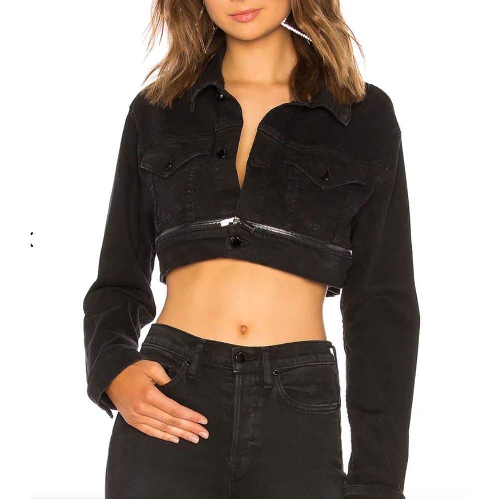 COTTON CITIZEN Super Cropped Zippered Denim Jacket‎ Sz Small